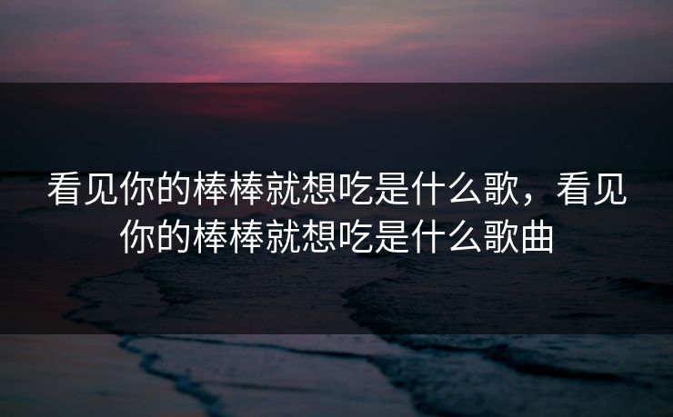 看见你的棒棒就想吃是什么歌,看见你的棒棒就想吃是什么歌曲