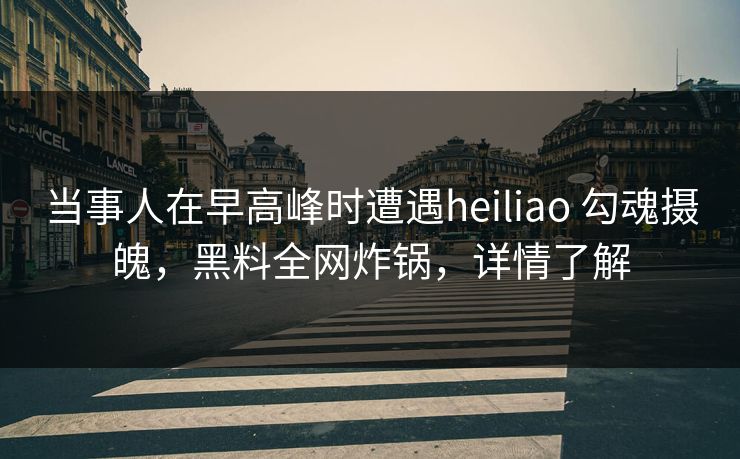 当事人在早高峰时遭遇heiliao 勾魂摄魄，黑料全网炸锅，详情了解