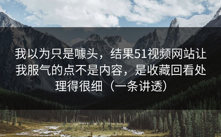 我以为只是噱头，结果51视频网站让我服气的点不是内容，是收藏回看处理得很细（一条讲透）